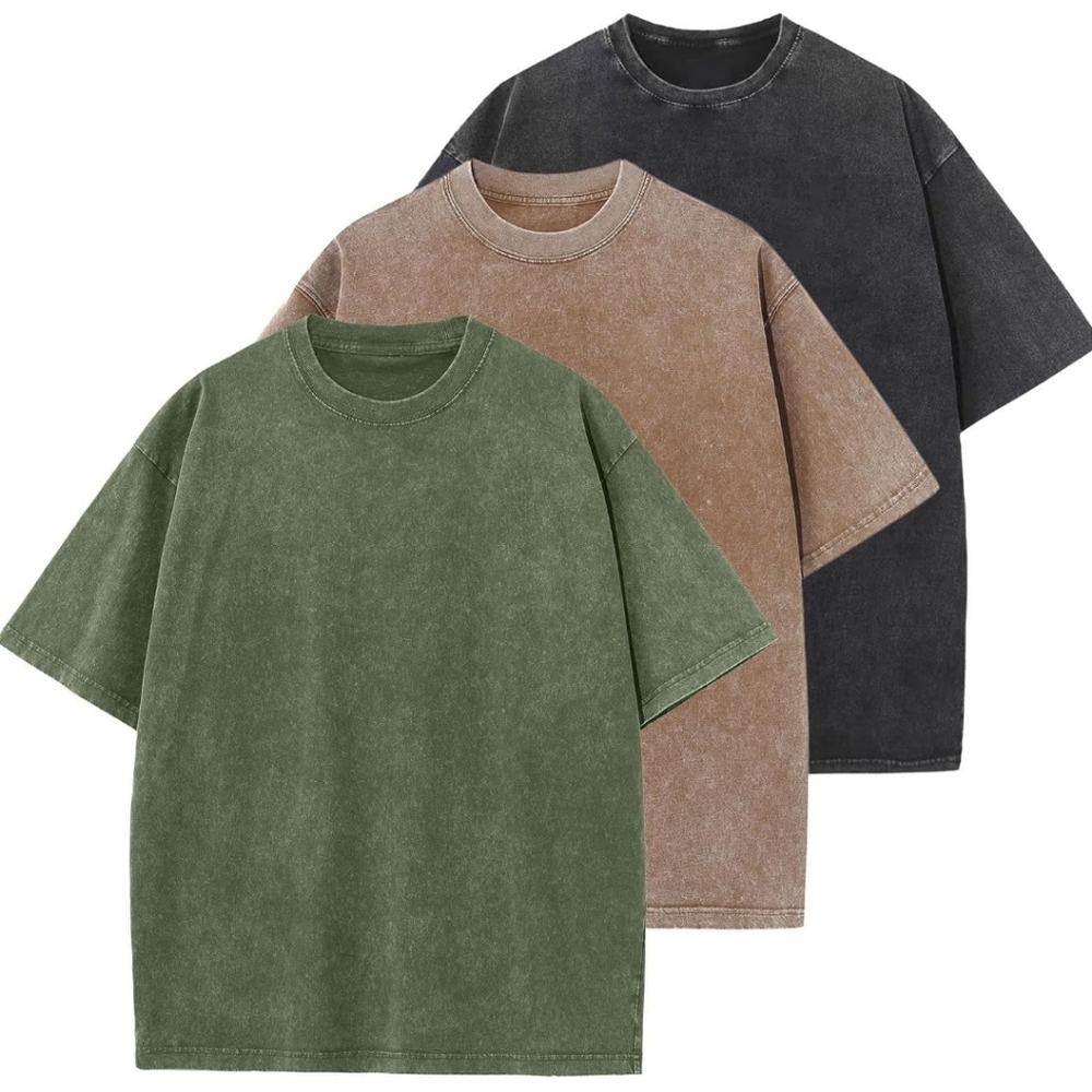 Men's Casual T-Shirt Set - Green, Brown, Black